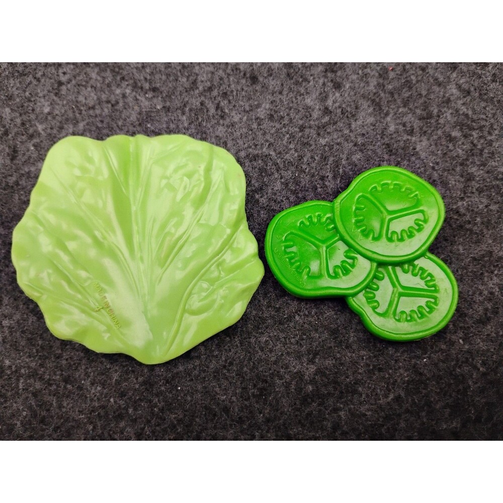 Vintage Lettuse Leaf and Cucumber Slices Green Vegetable Plastic Fisher Price?